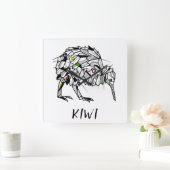 Horloge Carrée Geometric Koru kiwi (Maison)