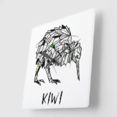 Horloge Carrée Geometric Koru kiwi (Angle)