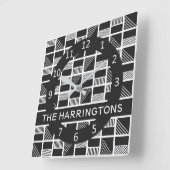 Horloge Carrée Geometric Squares custom monogram wall clocks (Angle)