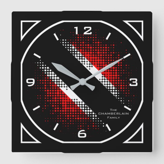 Horloge Carrée Géometric Trinidad and Tobago Dot Pattern Flag (Recto)