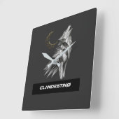 Horloge Carrée Geometric Wolf Moon Wall Clock (Angle)