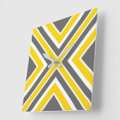 Horloge Carrée Géométrique blanc jaune gris (Angle)