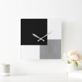 Horloge Carrée Géométrique noir et blanc gris (Maison)