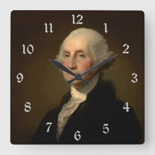 Horloge Carrée George Washington 1er président américain par Stua