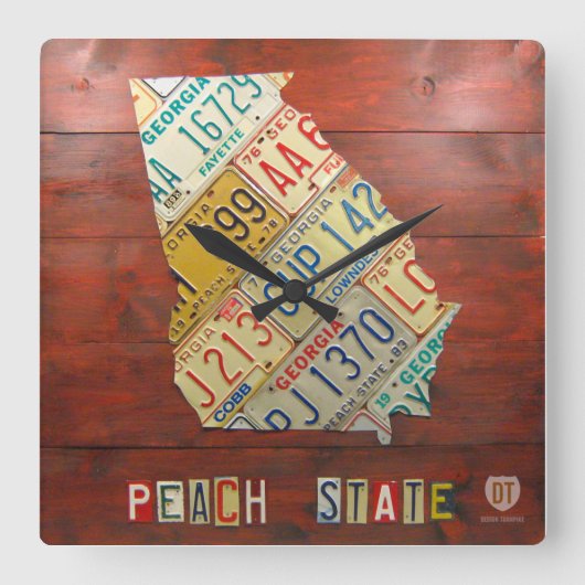 Horloge Carrée Georgia License Plate Map Clock (Recto)