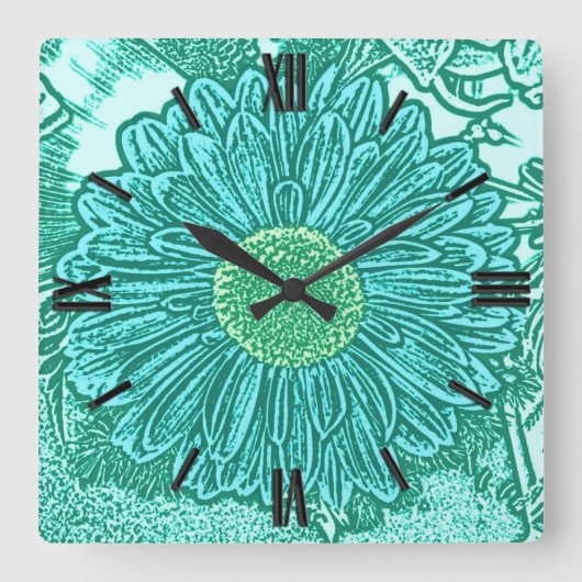 Horloge Carrée Gerbera Daisy (Recto)