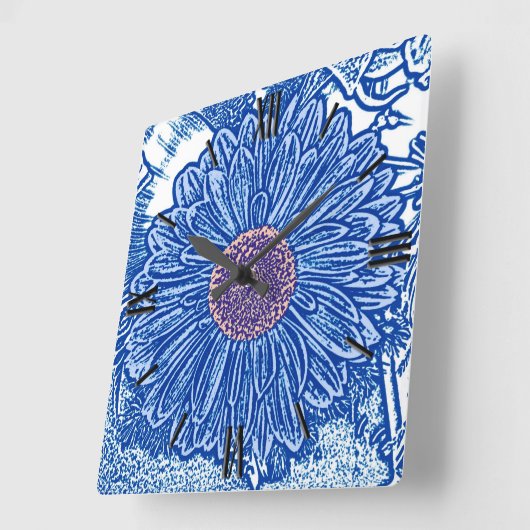 Horloge Carrée Gerbera Daisy Block (Angle)