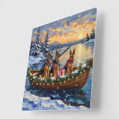 Horloge Carrée German Shepherd Christmas Boat Holiday (Angle)
