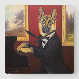 Horloge Carrée German Shepherd   Piano Waltz