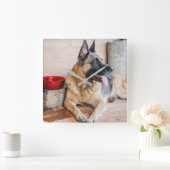 Horloge Carrée German Shepherd Resting (Maison)