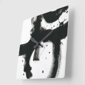 Horloge Carrée Geste d'onyx - courses noires de peinture (Angle)