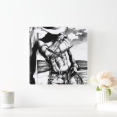 Horloge Carrée Gift For Men Modern Masculine Cowboy cool (Maison)