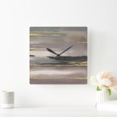 Horloge Carrée Gilded Morning Fog II Gold Abstract (Maison)