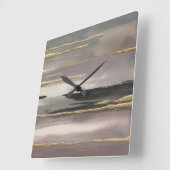 Horloge Carrée Gilded Morning Fog II Gold Abstract (Angle)