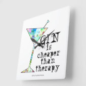 Horloge Carrée GIN est moins cher que la thérapie (Angle)