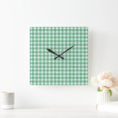 Horloge Carrée Gingham vert menthe à l'eau (Maison)