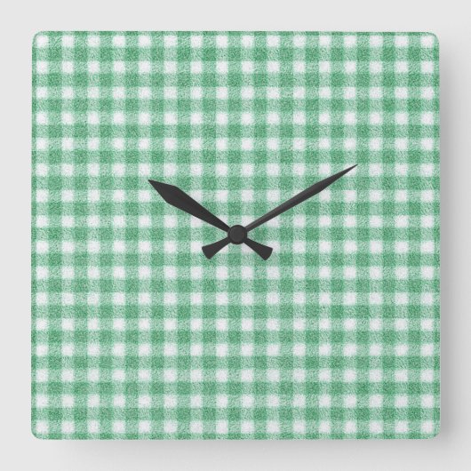 Horloge Carrée Gingham vert menthe à l'eau (Recto)