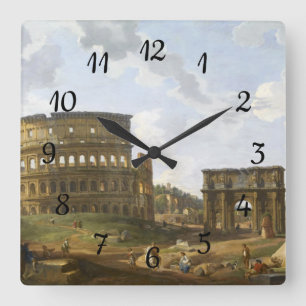 Horloge Carrée Giovanni Paolo Panini Vue du Colisée