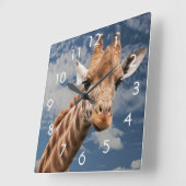 Horloge Carrée Girafe and Blue Sky Photo Clock (Angle)