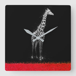 Horloge Carrée Girafe Étincelante
