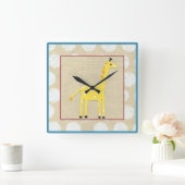 Horloge Carrée Girafe jaune avec Pois blancs (Maison)