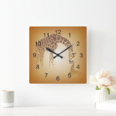 Horloge Carrée Giraffe de Mother et Cute tan (Maison)