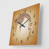 Horloge Carrée Giraffe de Mother et Cute tan (Angle)