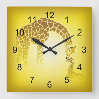 Horloge Carrée Giraffe de Mother et Cute | yellow