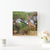 Horloge Carrée Giraffe Masaï (Maison)