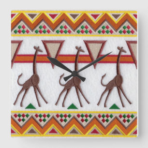Horloge Carrée Giraffes en Africa Wall Clock