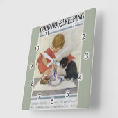 Horloge Carrée Girl and Kitten, Jessie Willcox Smith (Angle)