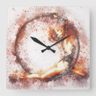 Horloge Carrée Girl Ballet Ring Hoop Gym Gymnast