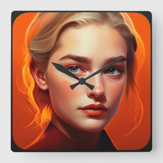 Horloge Carrée Girl with blue eyes (Recto)