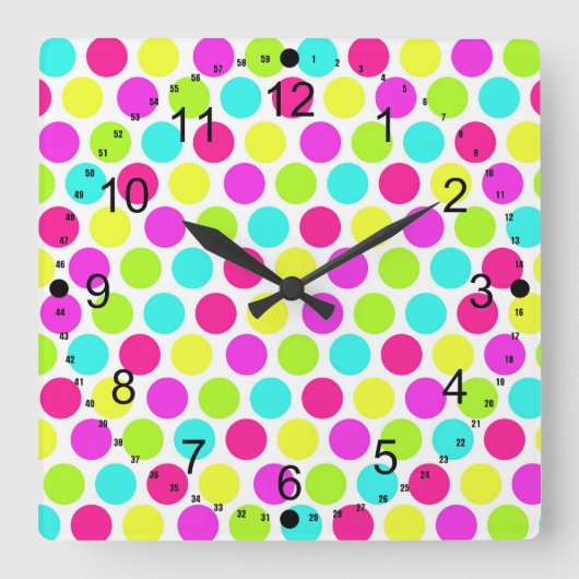 Horloge Carrée Girly Colorful (Recto)