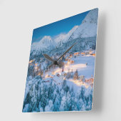 Horloge Carrée Glace et neige | Graubunden, Engadin, Suisse (Angle)