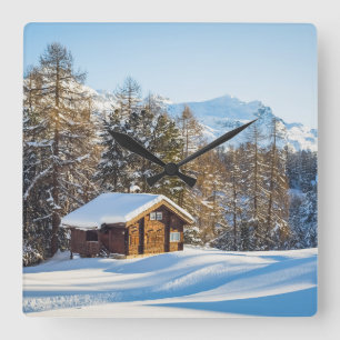 Horloge Carrée Glace et neige Journal d'hiver Cabine Alpes suis