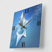 Horloge Carrée Glam à la bouteille de parfum Blue Sparkle Star (Angle)