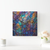 Horloge Carrée Glam Iridescente Opal Gemstone Tissu (Maison)