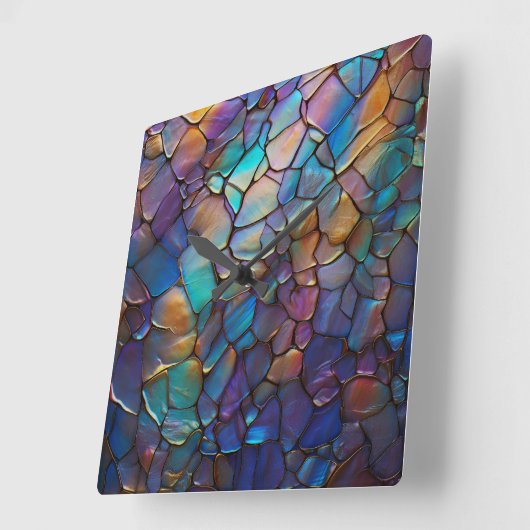 Horloge Carrée Glam Iridescente Opal Gemstone Tissu (Angle)