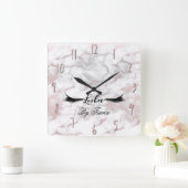 Horloge Carrée Glam Rose Gold Pink Marble Lashes Beauty Makeup (Maison)