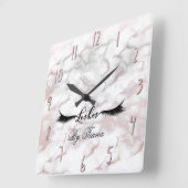 Horloge Carrée Glam Rose Gold Pink Marble Lashes Beauty Makeup (Angle)