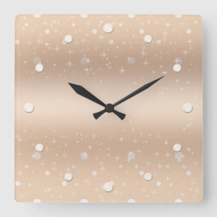 Horloge Carrée Glamour or métal brillant, dégradé, étoiles