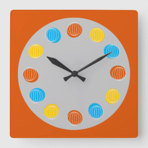 Horloge Carrée Globe burnt orange square