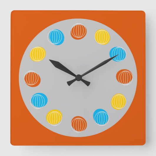 Horloge Carrée Globe burnt orange square (Recto)