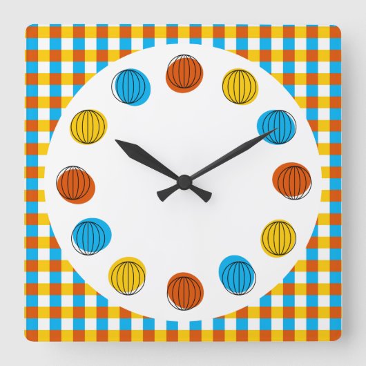 Horloge Carrée Globe circles et check clock square (Recto)