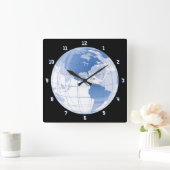 Horloge Carrée Globe terrestre spatial (Maison)