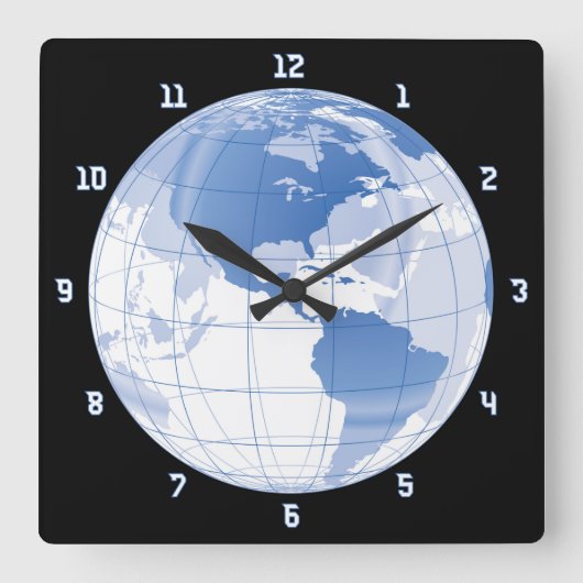 Horloge Carrée Globe terrestre spatial (Recto)