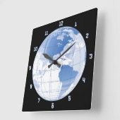 Horloge Carrée Globe terrestre spatial (Angle)