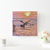 Horloge Carrée Glorieux coucher de soleil sur l'océan (Maison)