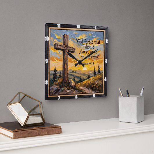 Horloge Carrée Glory In The Cross Alone (Bureau)